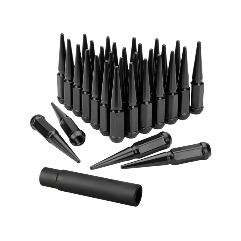 24 PACK GLOSS BLACK SPIKED LUGS