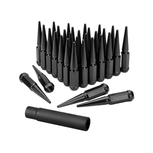 24 PACK GLOSS BLACK SPIKED LUGS